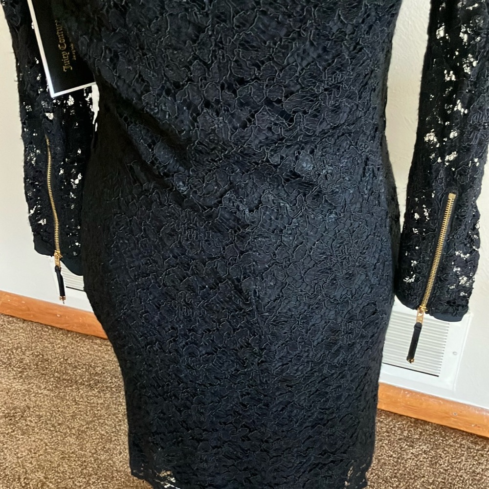JUICY COUTURE BLACK EYELET PAIGE MIDI DRESS. RET $268. GORGEOUS! NWT. - Picture 9 of 16